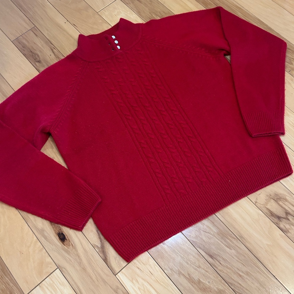 Dressbarn Vibrant Red Knit Sweater w Pearls Vintage Style - Picture 3 of 12